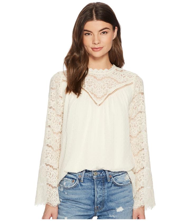 Kensie Crinkle Swiss Dot Top Ks3k4385 (canvas) Women's Clothing