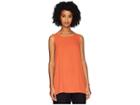 Eileen Fisher Silk Georgette Crepe Bateau Neck Long Shell (orange Pekoe) Women's Sleeveless