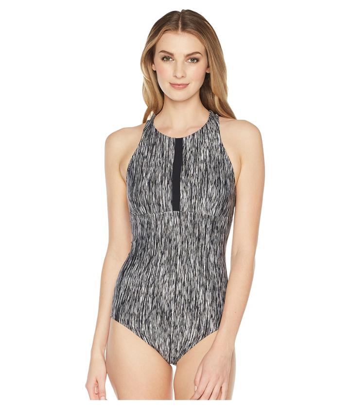 Nike Rush Heather High Neck One-piece (black) Women's Swimsuits One Piece