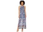 Vince Camuto Printed Chiffon Maxi With Ruffle Bodice (blue Multi) Women's Dress