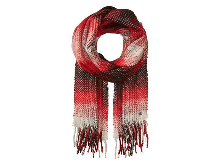 Lauren Ralph Lauren Brushed Plaid Blanket Wrap (black/red) Scarves