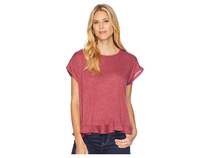 B Collection By Bobeau Abella Dolman Ruffle Tee (berry) Women's T Shirt