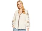 Lucky Brand Textured Embroidered Peasant Top (natural Multi) Women's Clothing