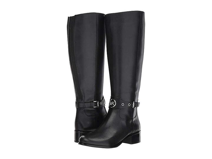 Michael Michael Kors Heather Boot Wide Calf (black Vachetta/wide Shaft) Women's Boots