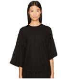 Y's By Yohji Yamamoto 3/4 Sleeve Twist Tee (black) Women's T Shirt