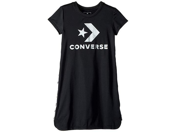 Converse Kids Star Chevron Track Dress (big Kids) (black) Girl's Dress