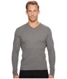 Calvin Klein Long Sleeve Rib V-neck T-shirt (medium Grey Heather) Men's T Shirt