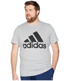 Adidas Big Tall Badge Of Sport Classic Tee (medium Grey Heather/black) Men's T Shirt
