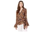 Bebe Jenn Printed Wrap Top (dornish Cat 1) Women's Blouse