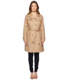Kate Spade New York 38 Double Breasted Trench Coat W/ Tie Waist (caramel) Women's Coat