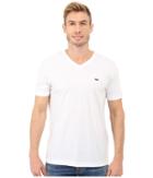 Lacoste Short Sleeve Pima Jersey V-neck T-shirt (white) Men's Short Sleeve Pullover