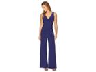 Nine West Ity Sleeveless Jumpsuit W/ Surplus Detail Asymmetrical Bodice (blue Note) Women's Jumpsuit & Rompers One Piece