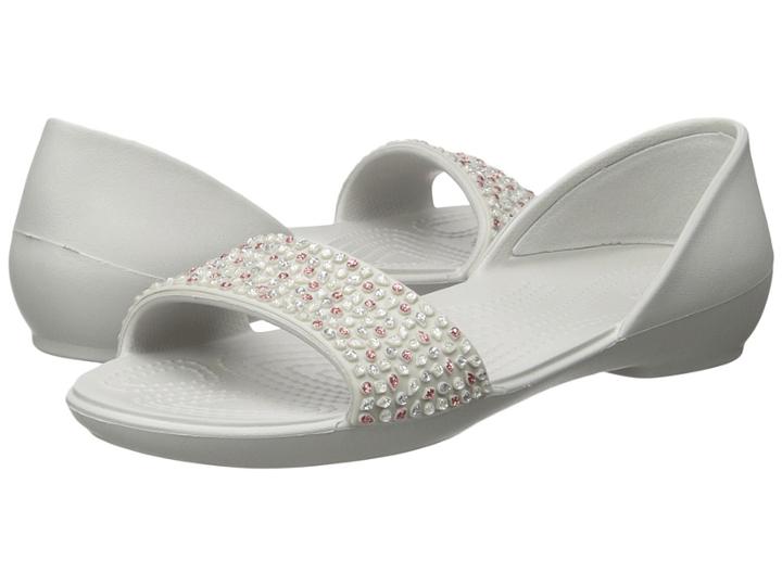 Crocs Lina Embellished Dorsay (pearl White/rose Gold) Women's Sandals