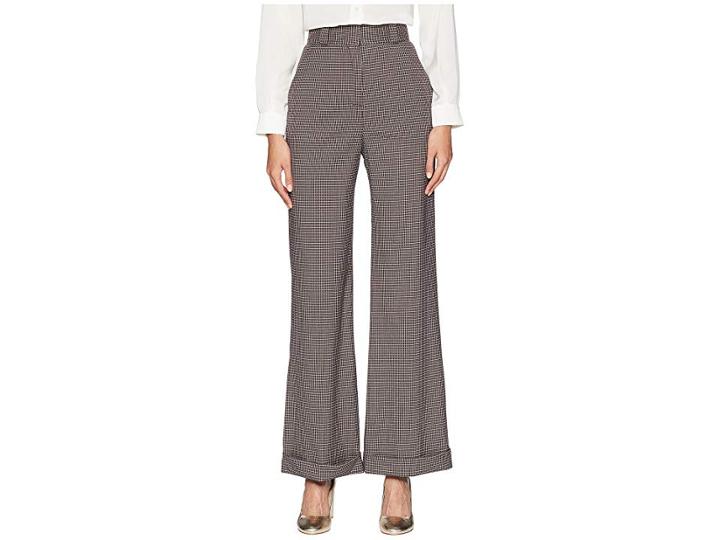 See By Chloe Plaid Wide Leg Trousers (multicolor Blue) Women's Casual Pants