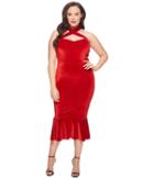 Unique Vintage Plus Size Cross Halter Nicolette Wiggle Dress (red) Women's Dress