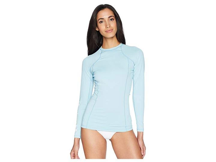 Hurley One And Only Long Sleeve Rashguard (ocean Bliss/white) Women's Swimwear