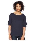 Dylan By True Grit Soft Slub Ruffle Short Sleeve Tee (navy) Women's T Shirt