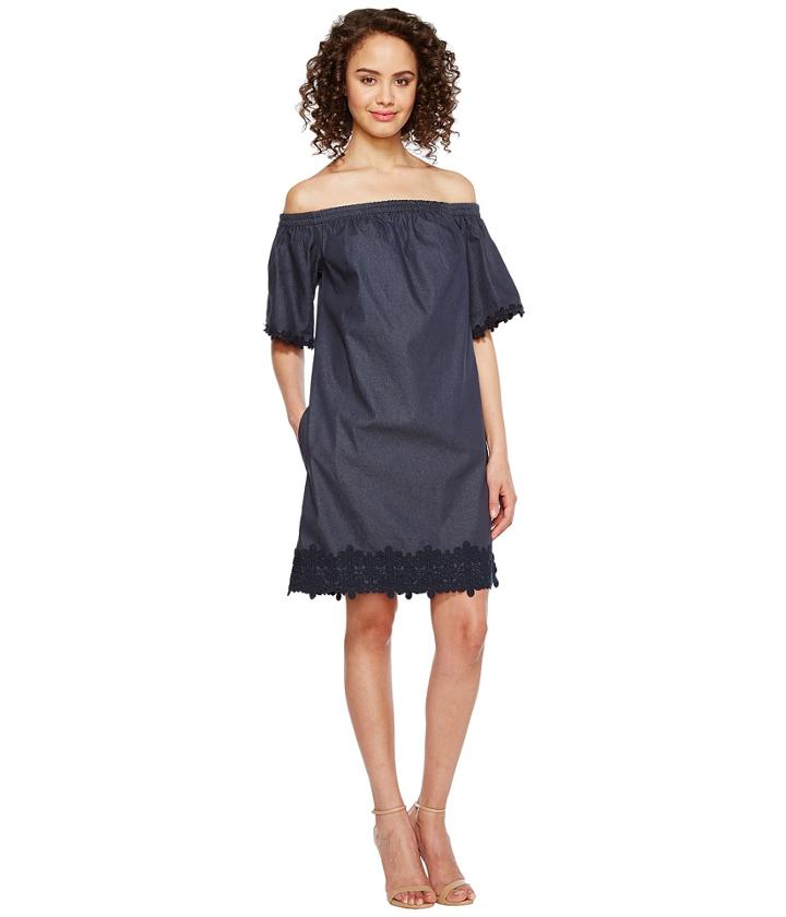 London Times Off The Shoulder Shift Dress (denim) Women's Dress