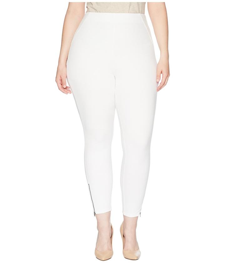 Hue Plus Size Ankle Zip Simply Stretch Skimmer (white) Women's Casual Pants