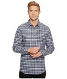 Perry Ellis Checker Plaid Shirt (coastal Fjord) Men's Clothing