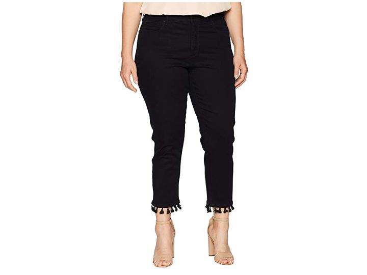 Nydj Plus Size Plus Size Sheri Slim Ankle W/ Tassel Hem In Black (black) Women's Jeans