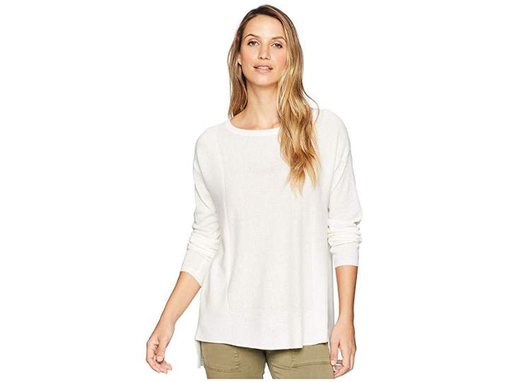 Nydj Boat Neck Sweater W/ Split Back (fog) Women's Sweater