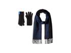 Calvin Klein Two-piece Varsity Ck Scarf, Knit Touch Gloves (adrenaline Blue) Scarves