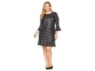 Michael Michael Kors Plus Size Paisley Foil Flounce Dress (black/silver Foil) Women's Dress