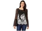 Karen Kane Contrast Border Lace Top (black/cream) Women's Clothing