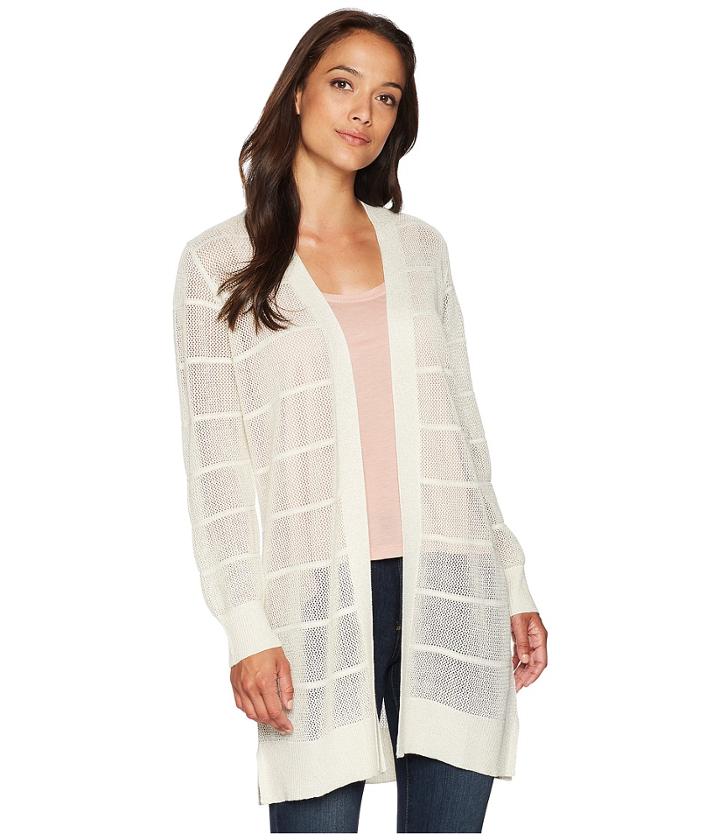 Calvin Klein Long Sleeve Lurex Cardigan (soft White) Women's Sweater