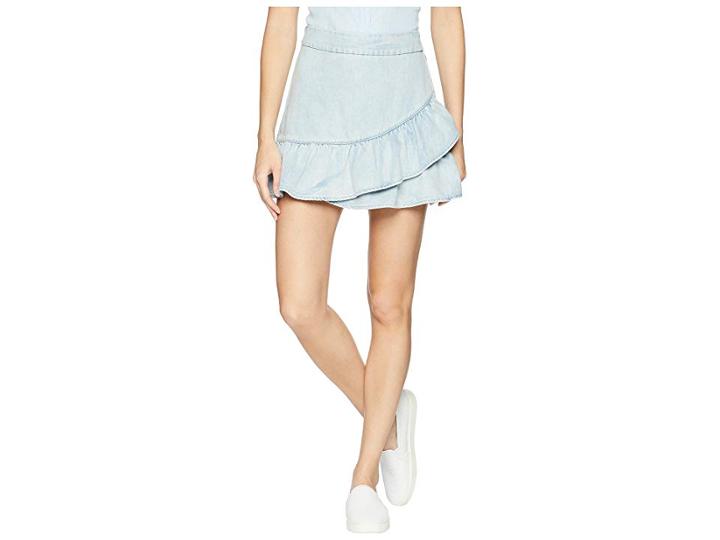 1.state Ruffle Edge Denim Mini Skirt (reef Wash) Women's Skirt