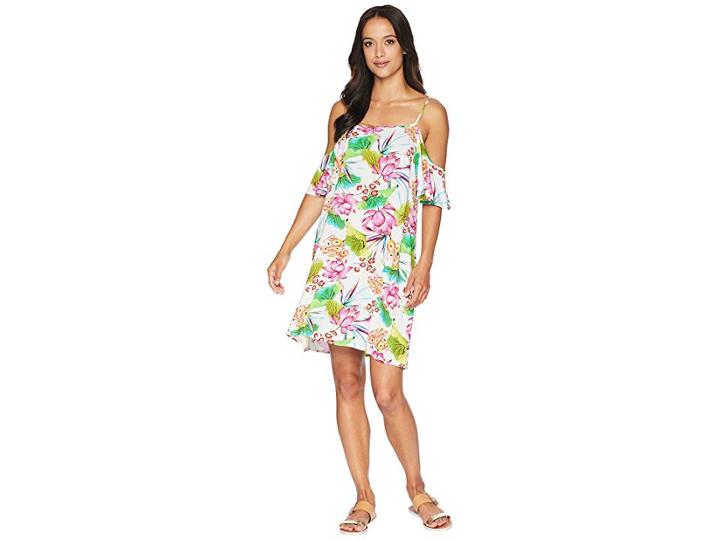 La Blanca Bora Bora Cold Shoulder Flutter Sleeve Dress Cover-up (white) Women's Swimwear