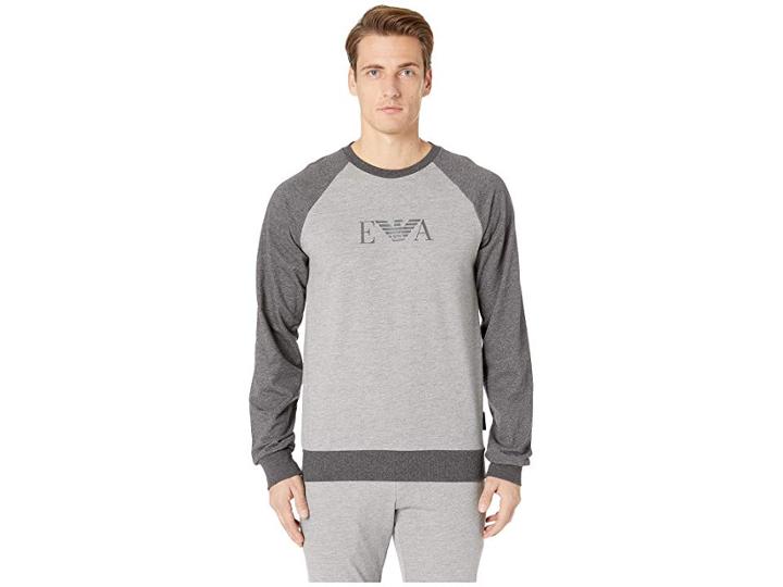 Emporio Armani Melange Mix Terry Sweatshirt (melange Grey) Men's Sweatshirt
