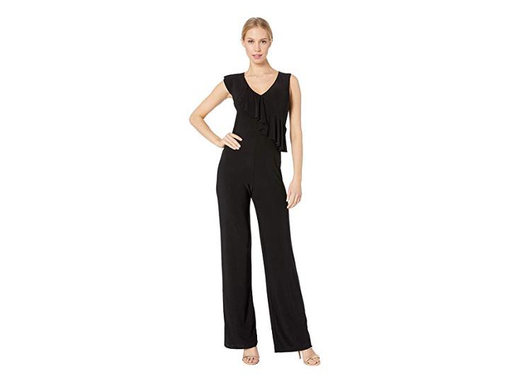 Bebe Asymmetrical Ruffle Jumpsuit (black) Women's Jumpsuit & Rompers One Piece