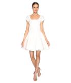 Zac Posen Party Jacquard Short Sleeve Fit And Flare Dress (white) Women's Dress