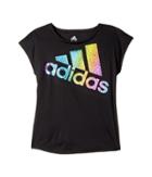 Adidas Kids Short Sleeve Just Shine Tee (big Kids) (caviar Black) Girl's T Shirt
