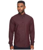 Ben Sherman Long Sleeve Dobby Checkerboard Shirt (grape) Men's Long Sleeve Button Up