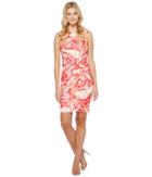 Calvin Klein Blurred Floral Starburst Sheath Dress (watermelon Multi) Women's Dress