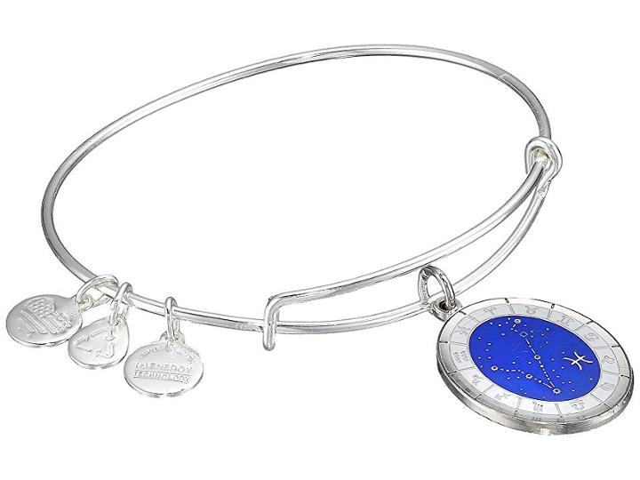 Alex And Ani Celestial Wheels Pisces Constellation Bangle (shiny Silver) Bracelet