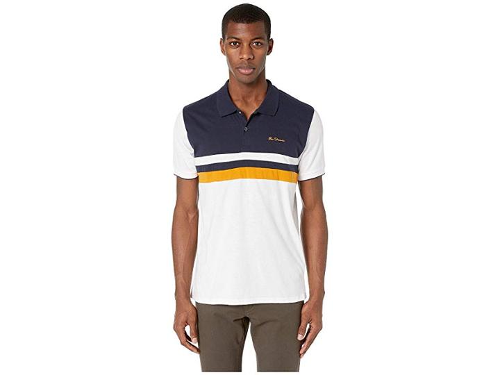 Ben Sherman Retro Chest Stripe Polo (white) Men's Clothing