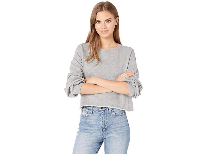Romeo & Juliet Couture Balloon Sleeve Cropped Sweatshirt (heather Grey) Women's Sweatshirt