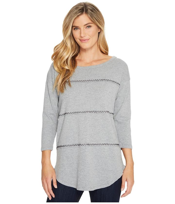 Mod-o-doc Heather Slub Rib Seamed Easy-fit Tee (cashmere Grey) Women's T Shirt