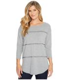 Mod-o-doc Heather Slub Rib Seamed Easy-fit Tee (cashmere Grey) Women's T Shirt