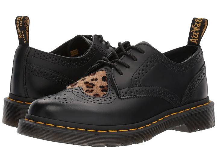 Dr. Martens Joyce Hrt (black Polished Smooth/medium Leopard Italian Hair On) Women's Boots