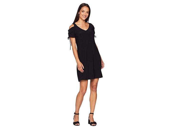 American Rose Teagan Ruched Cold Shoulder Dress (black) Women's Dress