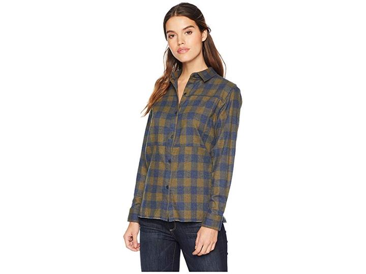 Hurley Long Sleeve Wilson Flannel Top (olive Canvas) Women's Clothing