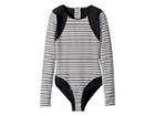 Seafolly Kids Stripe Long Sleeve Surf Tank One-piece (little Kids/big Kids) (black/white) Girl's Swimsuits One Piece