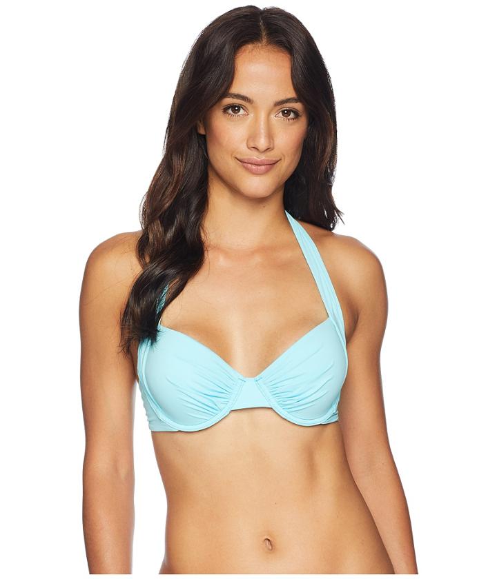 Tommy Bahama Pearl Underwire Halter Bikini Top (swimming Pool Blue) Women's Bra