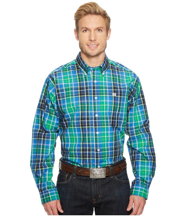 Cinch Long Sleeve Plain Weave Print (multicolored) Men's Clothing