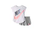 Nike Kids Futura Short Sleeve T-shirt And Shorts Set (little Kids) (dark Grey Heather) Girl's Active Sets
